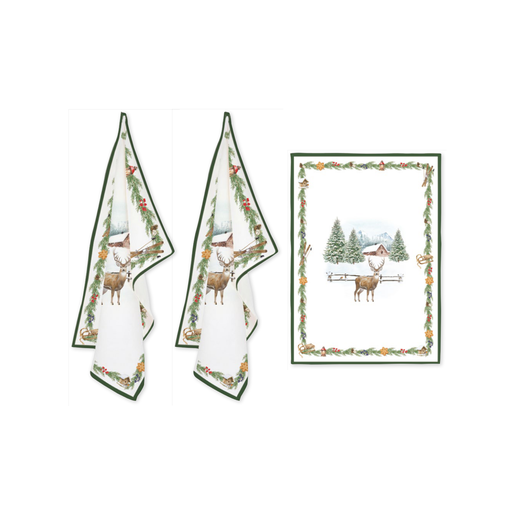Set de 2 torchons White Forest en coton - 50x70 cm - Easy Life