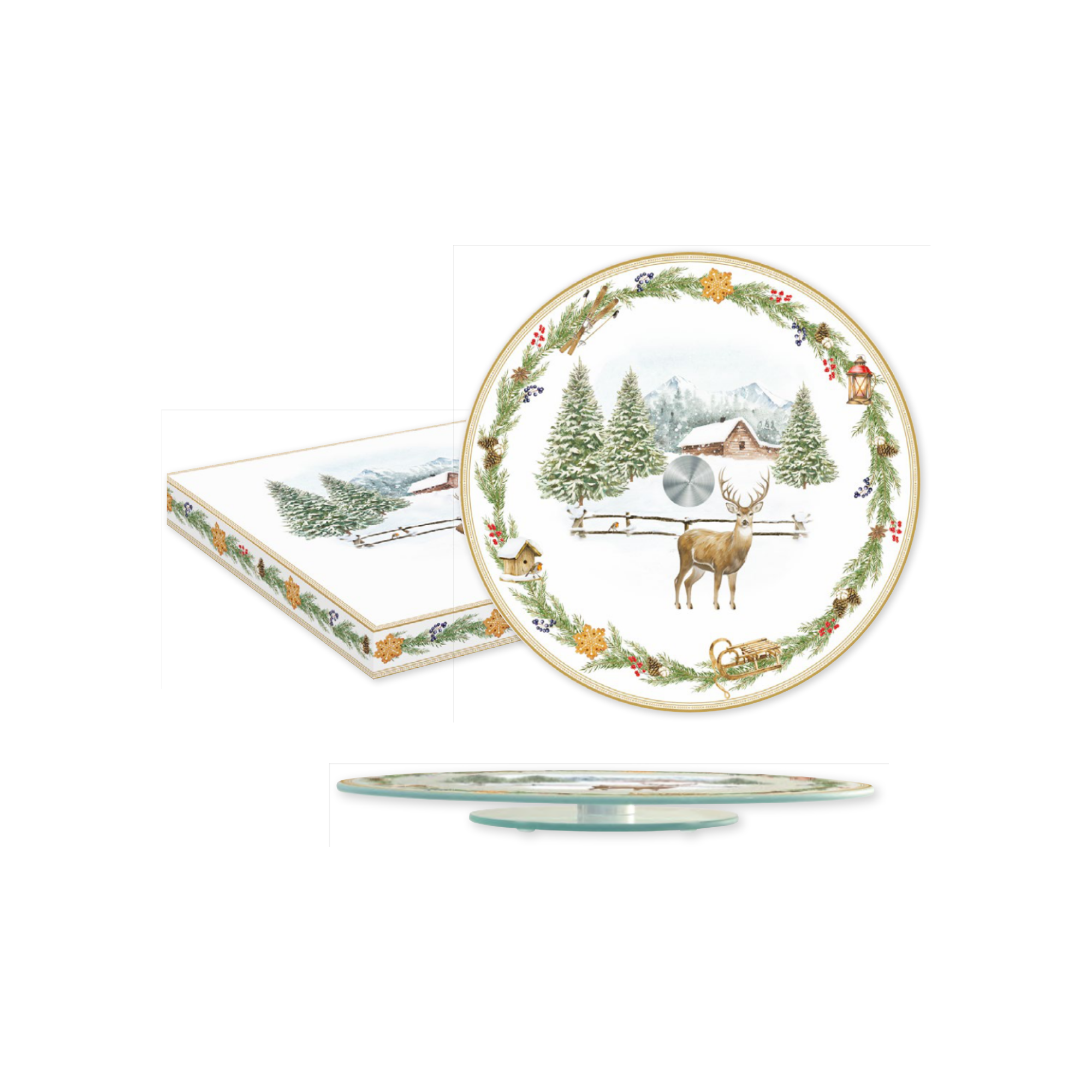 Plateau à fromage tournant White Forest en verre - Ø32 cm - Easy Life