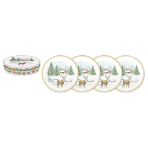 Set de 4 assiettes à dessert White Forest en porcelaine, coffret cadeau - Ø19 cm - Easy Life