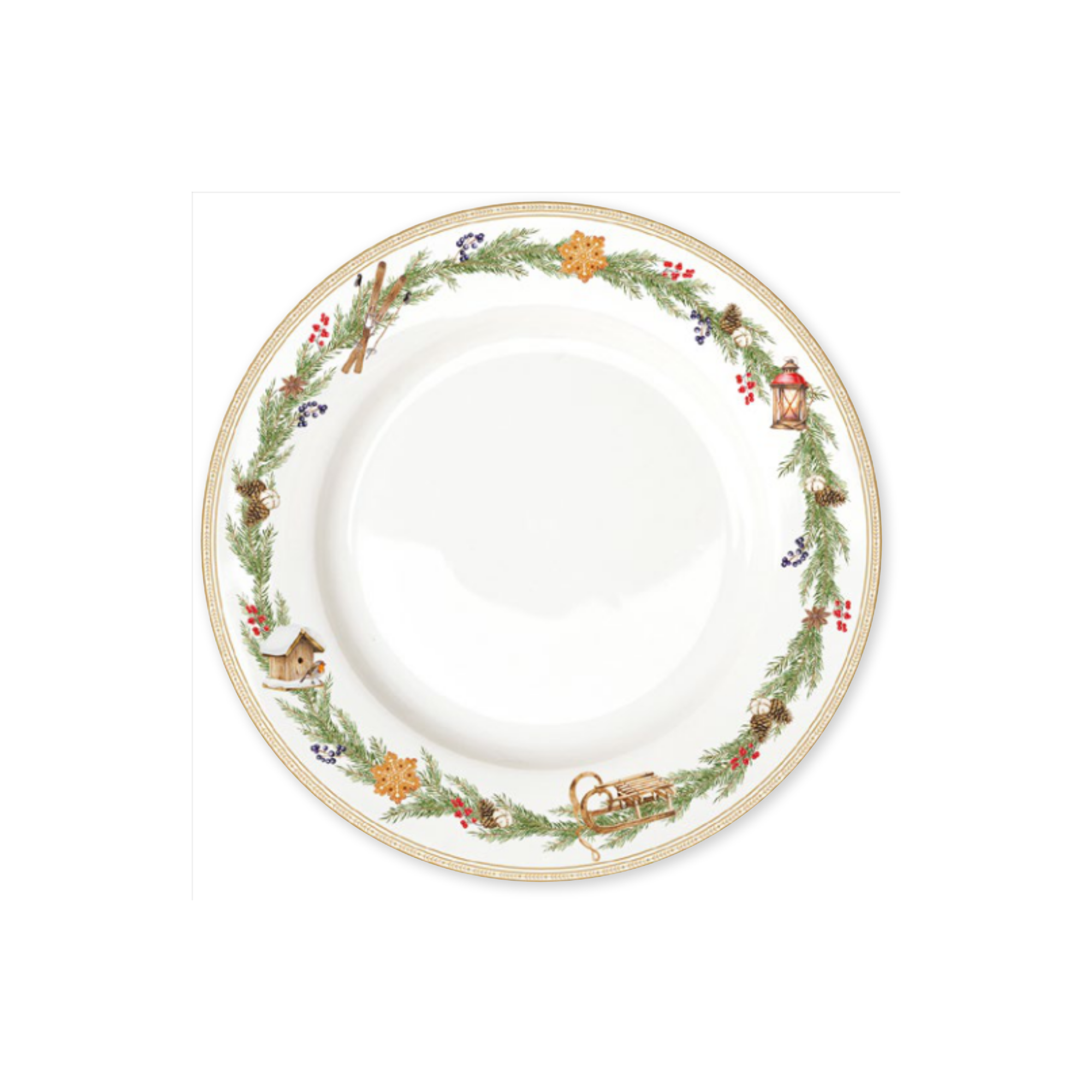 Assiette plate White Forest en porcelaine décor cerf et forêt enneigée - Ø26,5 cm - Easy Life