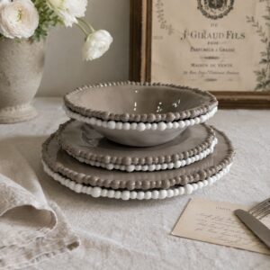 Service de table 22 pièces Perle Blanche en mélamine incassable – 6 personnes – Dolce Vita