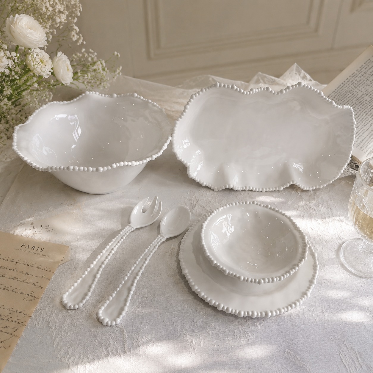 Service de table 22 pièces Perle Blanche en mélamine incassable - 6 personnes - Dolce Vita – Image 3