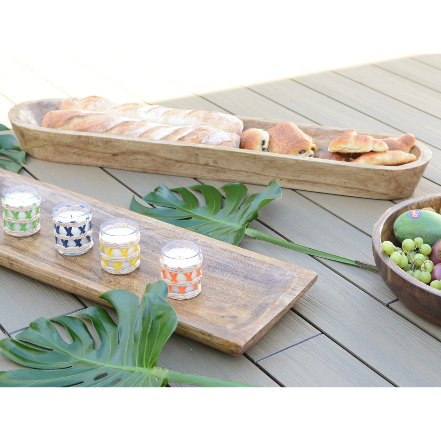 Coupe décorative longue en bois de manguier 100 cm — mise en situation 2