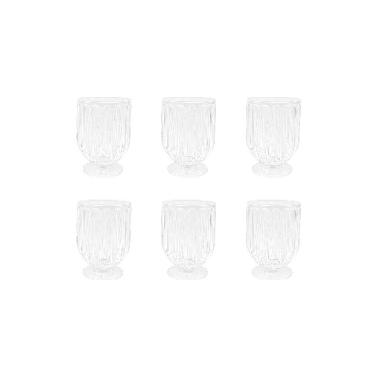 Verres à eau sur pied côtelés - Lot de 6