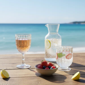 Verres à vin sur pied côtelés – Lot de 6