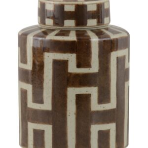 Pot Bozeman en céramique beige et brun 19 cm