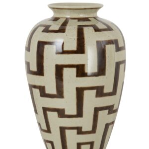 Vase Bozeman en céramique beige et brun 31 cm