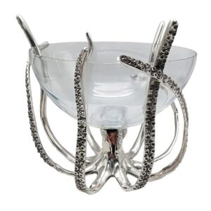 Punch bol Octopus en verre et nickel 28,5 cm