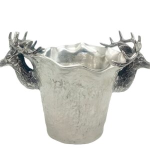 Seau à champagne Cerf en nickel 2 bouteilles 37 cm