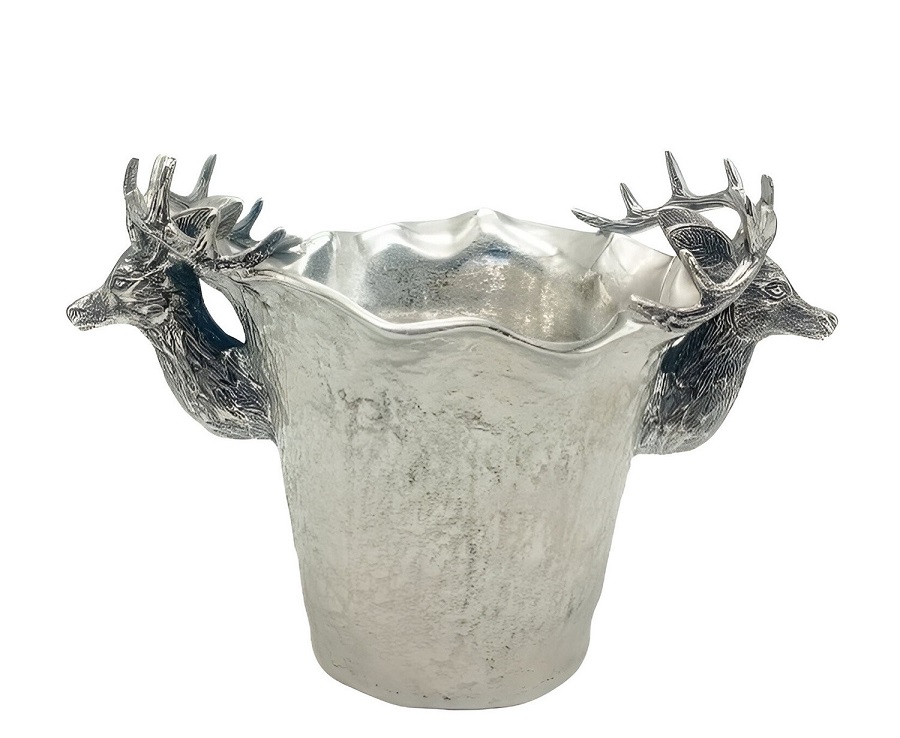 Seau à champagne Cerf en nickel 2 bouteilles 37 cm