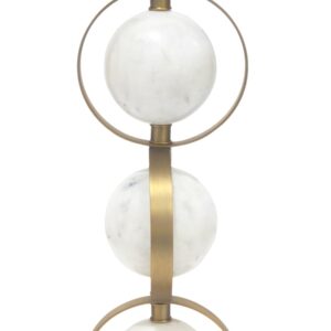 Lampe Planet en marbre blanc et métal doré mat 62 cm