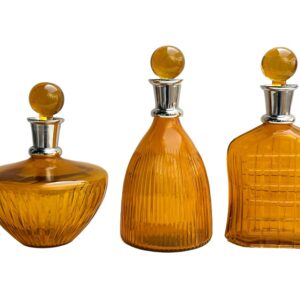 Set de 3 carafes décoratives en verre ambre