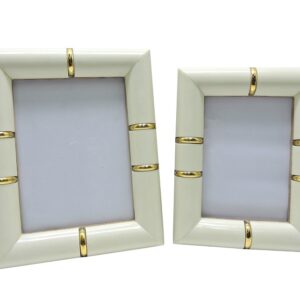 Set de 2 cadres photo en résine crème 10x15 et 15x20