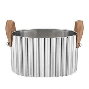 Seau à champagne Hyatt 2 bouteilles en nickel et cuir naturel