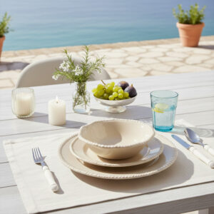 Assiettes creuses Dolce Mare 20 cm en mélamine crème – Lot de 6