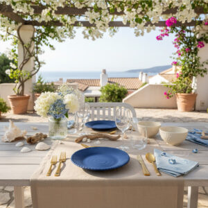 Assiettes à dessert Dolce Mare 23 cm en mélamine bleu marine – Lot de 6