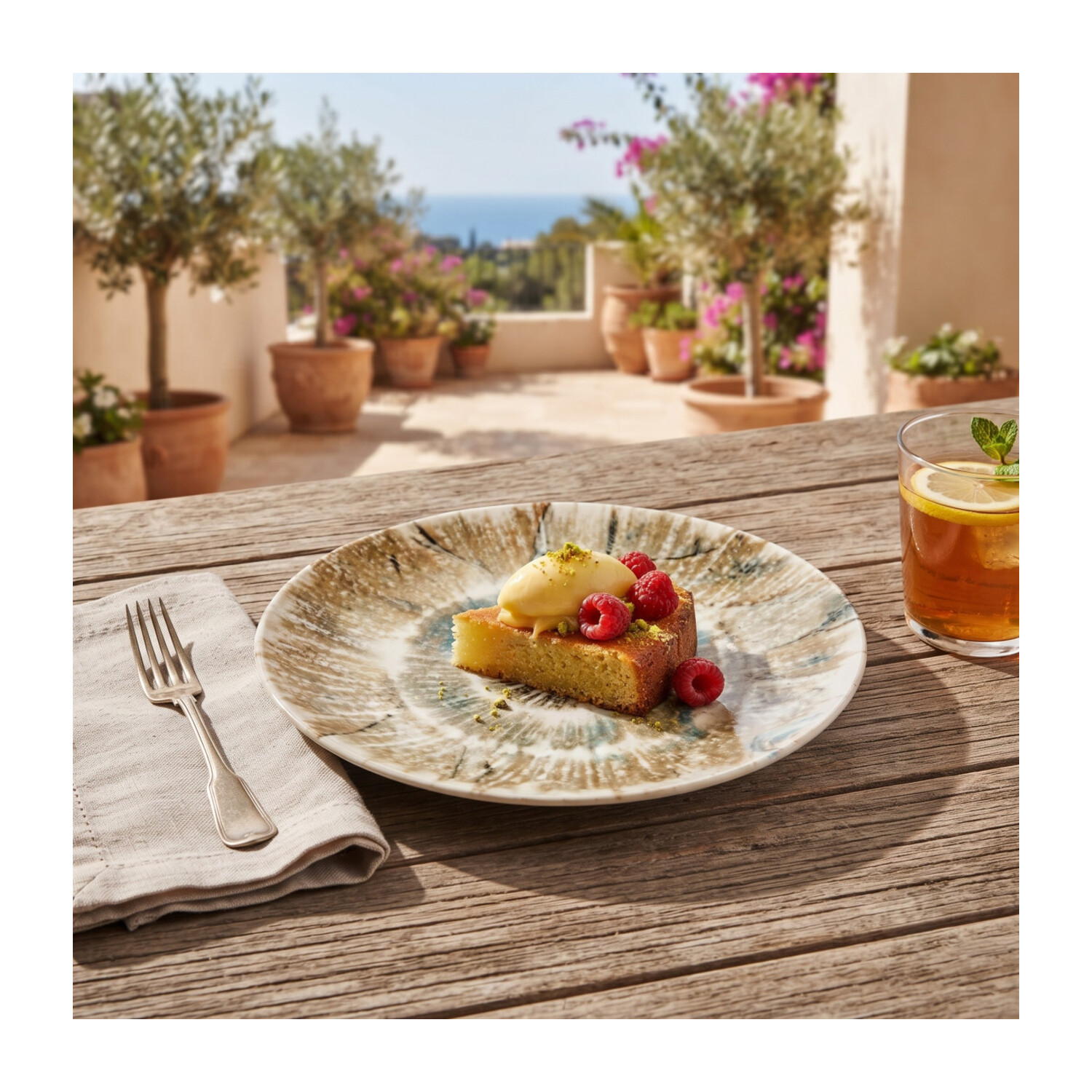 Assiettes à dessert écorce 20 cm - Lot de 6 — mise en situation 1