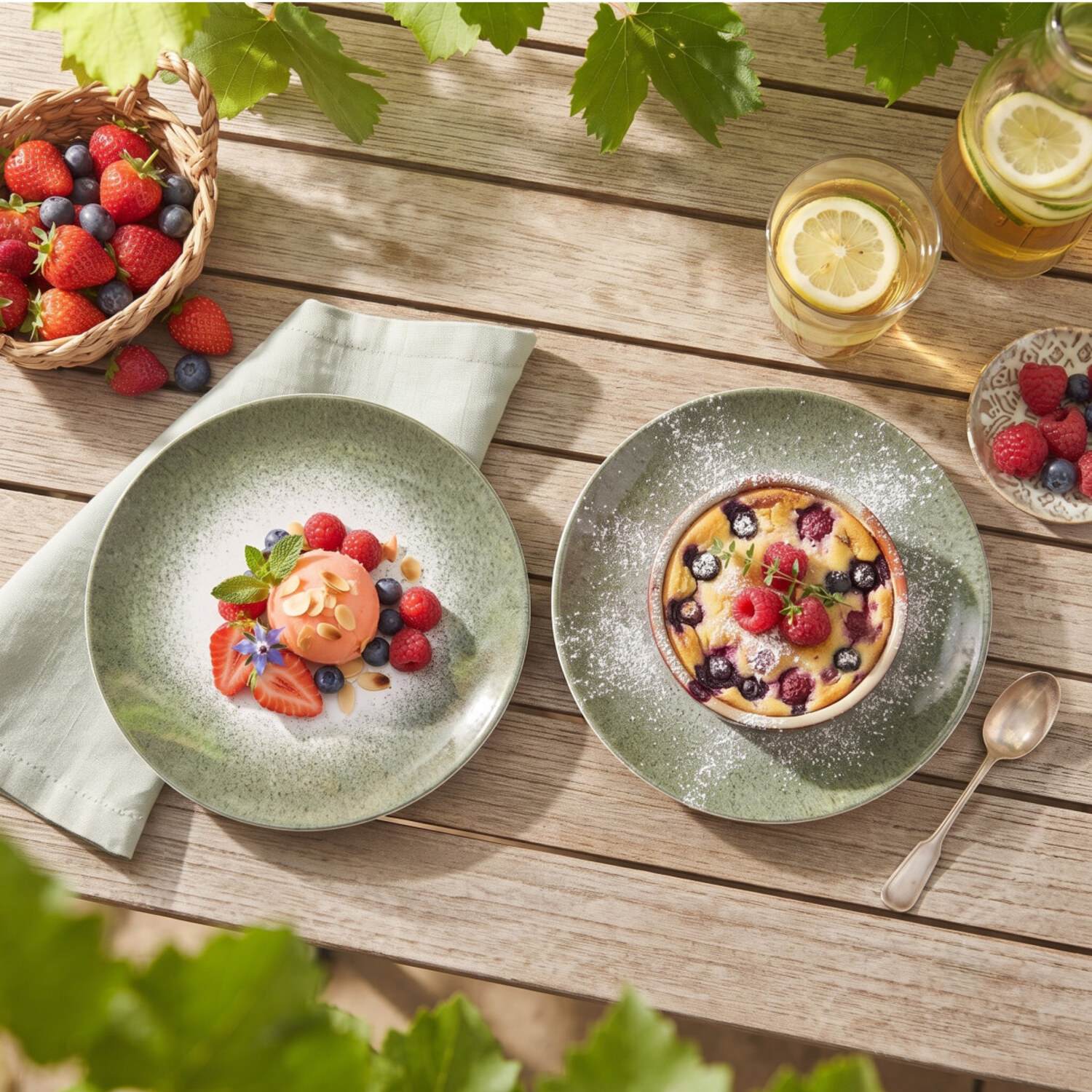 Assiettes à dessert Nature Profonde 20 cm - Lot de 6, mise en situation 2