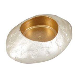 Bougeoir galet blanc nacré 8 cm