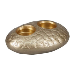 Bougeoir galet double sable 15 cm