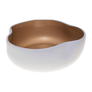 Coupe en céramique blanche et dorée 20 cm