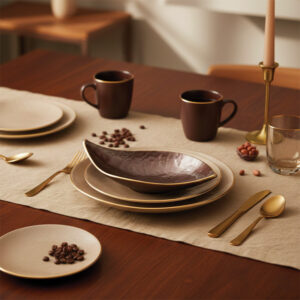 Coupe décorative feuille marron 30 cm