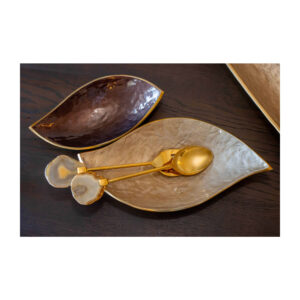 Coupe décorative feuille sable 39 cm