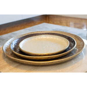 Coupe décorative ronde blanc nacré 29,5 cm