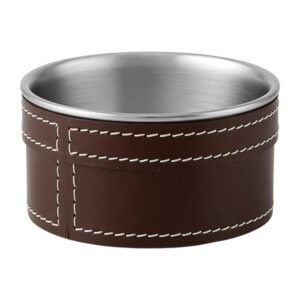 Dessous de bouteille métal et simili cuir marron