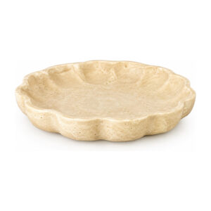 Petit plat rond corolle effet travertin 24,5 cm