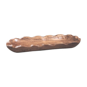Plateau long en bois bord ondulé 44 cm