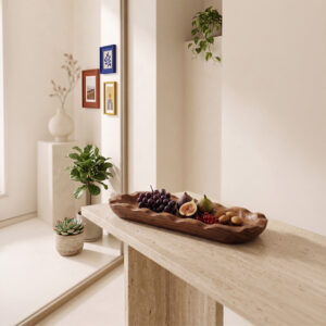 Plat long en bois bord ondulé 44 cm