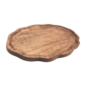 Plateau ovale en bois bord ondulé 44 cm
