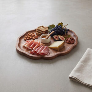 Plat ovale en bois bord ondulé 44 cm