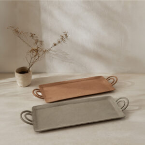 Plateau rectangulaire en aluminium beige 59 cm