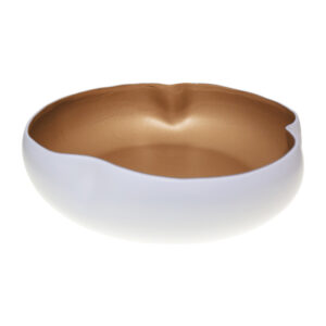 Saladier en céramique blanc et doré 34 cm