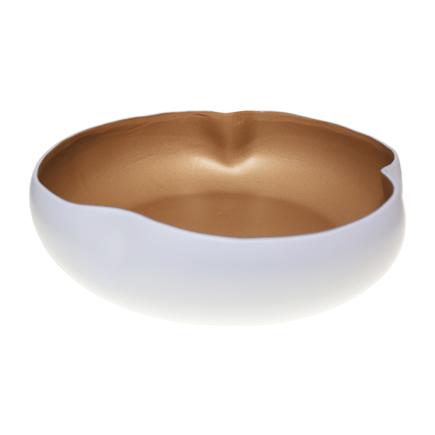 Saladier en céramique blanc et doré 34 cm