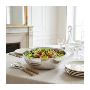 Saladier en inox argenté bord torsadé 25,5 cm