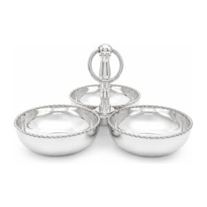 Service apéritif 3 coupelles en inox bord torsadé