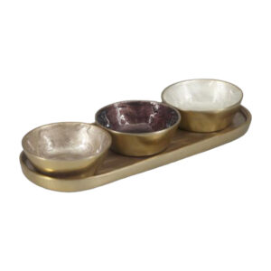 Set apéritif 3 coupelles sur plateau ovale 33 cm