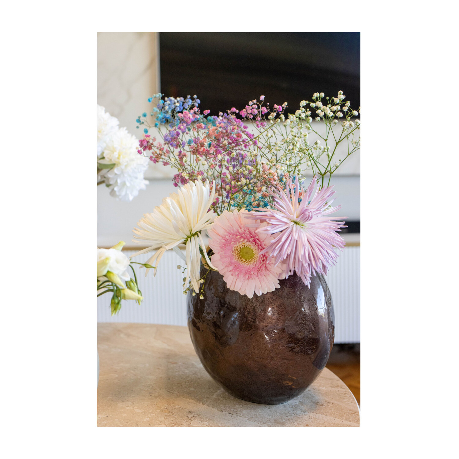Vase boule marron 18,5 cm, mise en situation 1