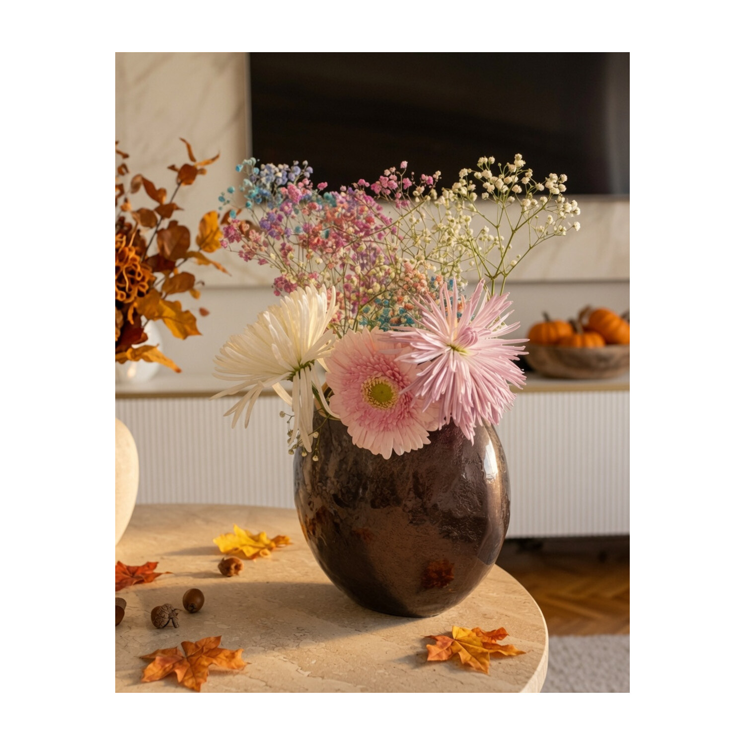 Vase boule marron 18,5 cm, mise en situation 4