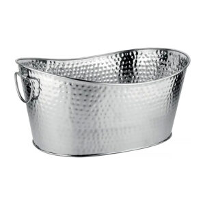 Vasque à champagne ovale en inox martelé 49 cm