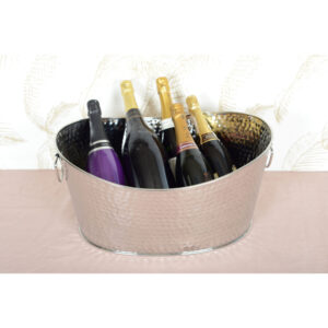 Vasque à champagne ovale en inox martelé 49 cm