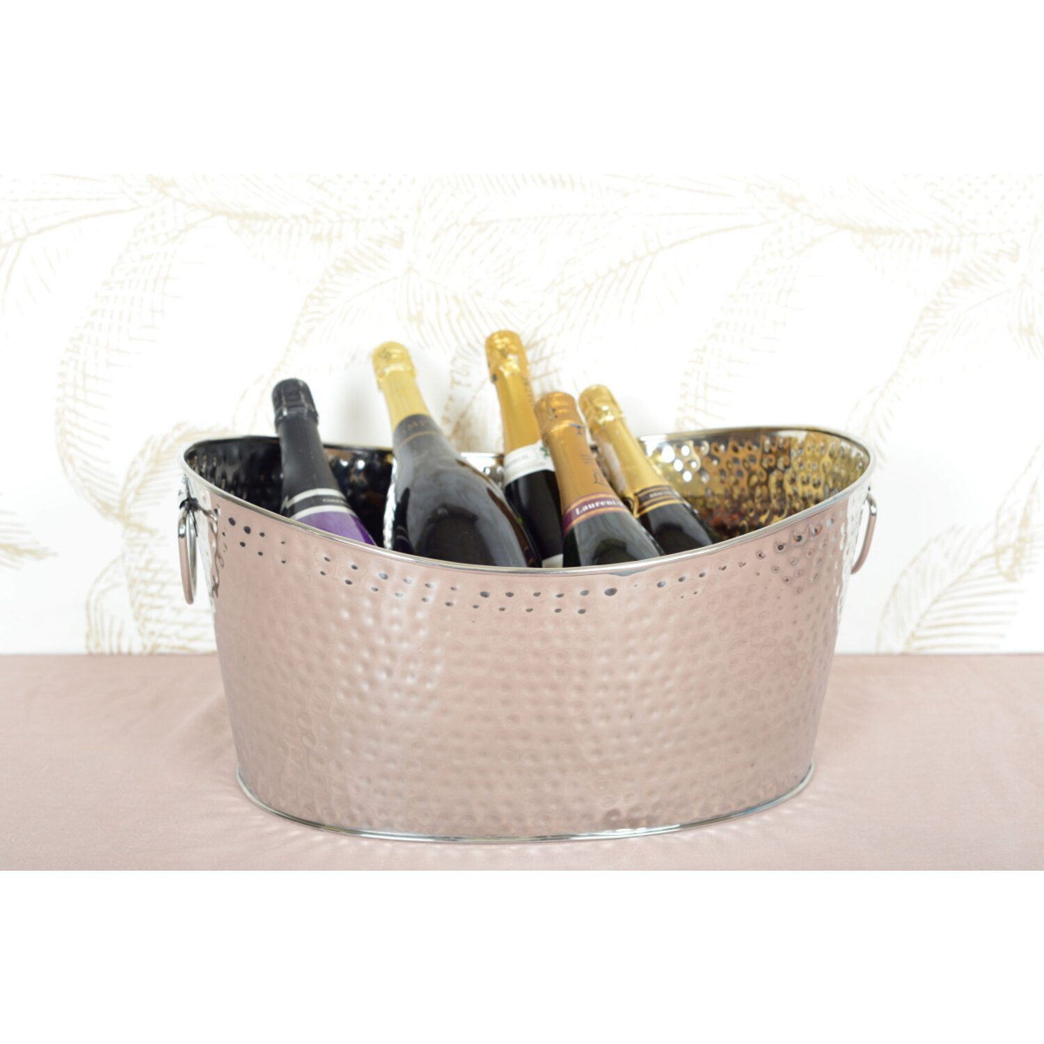 Vasque à champagne ovale en inox martelé 49 cm, mise en situation 2
