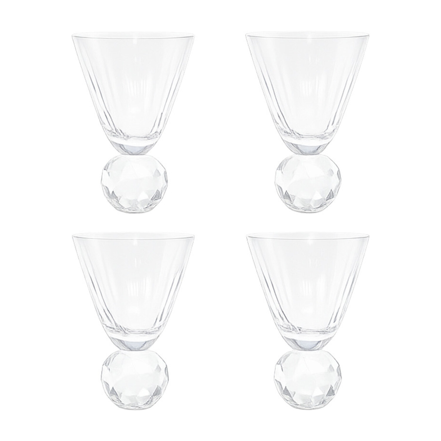 Verres à vin et cocktail à pied diamant - Lot de 4